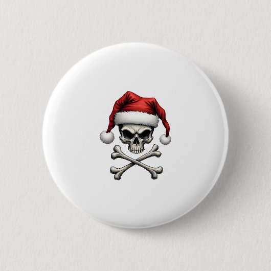 Pirate Christmas Skull & Crossbones Santa Hat. Got Button (Vorderseite)