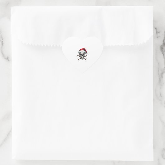 Pirate Christmas Skull & Crossbones Santa Hat. Got Herz-Aufkleber (Tasche)