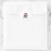 Pirate Christmas Skull & Crossbones Santa Hat. Got Runder Aufkleber (Tasche)