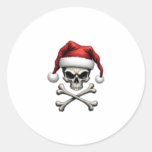 Pirate Christmas Skull & Crossbones Santa Hat. Got Runder Aufkleber (Vorderseite)