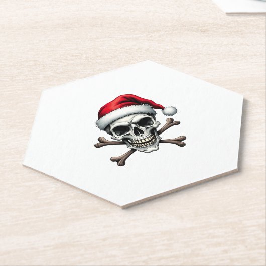 Pirate Christmas Skull & Crossbones Santa Hat. Got Untersetzer (angewinkelt)