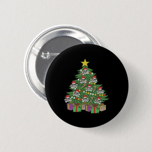 Pirate Christmas Tree Skull Crossbones Button (Vorne & Hinten)