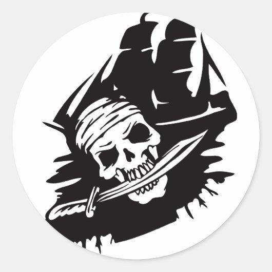 Pirate Clipper Ship Sword Skeleton Pirates Theme Runder Aufkleber (Vorderseite)