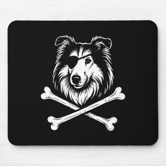 Pirate Collie Kreuzknochen Süßer Hund Mousepad (Vorne)