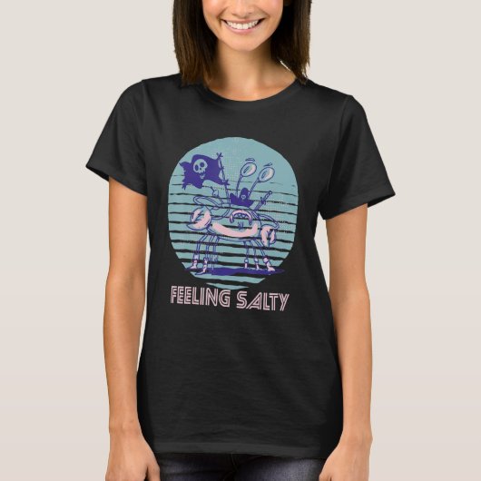 Pirate Crab Feeling Salty Crawfish Retro Ocean  Lo T-Shirt (Vorderseite)