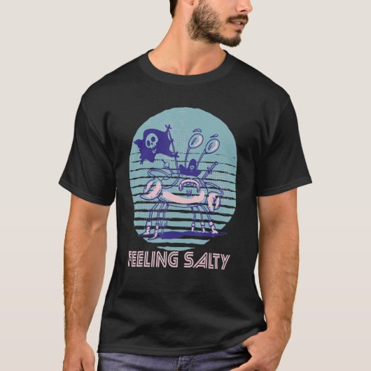 Pirate Crab Feeling Salty Crawfish Retro Ocean  Lo T-Shirt (Vorderseite)