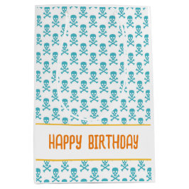 Pirate Crossbones GLÜCKLICH GEBURTSTAG Kinder farb Mittlere Geschenktüte