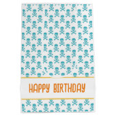 Pirate Crossbones GLÜCKLICH GEBURTSTAG Kinder farb Mittlere Geschenktüte (Rückseite)