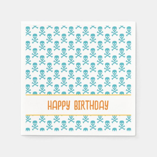 Pirate Crossbones Happy Birthday Kids Colorful Fun Serviette (Vorderseite)