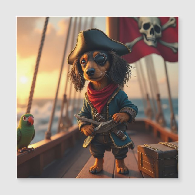 Pirate-Dackel Magnetkarte (Vorderseite)