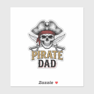 Pirate Dad Totenkopf Schwert Vintage Gravur Shirt_ Aufkleber