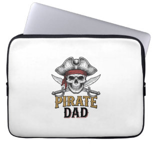 Pirate Dad Totenkopf Schwert Vintage Gravur Shirt_ Laptopschutzhülle