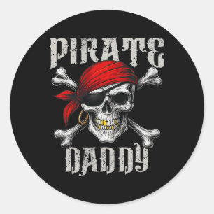 Pirate Daddy Piratenflagge Flag und Skull Crossbon Runder Aufkleber
