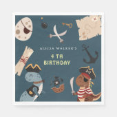 Pirate Dinosaur Party Animals Kindergeburtstag Serviette (Vorderseite)