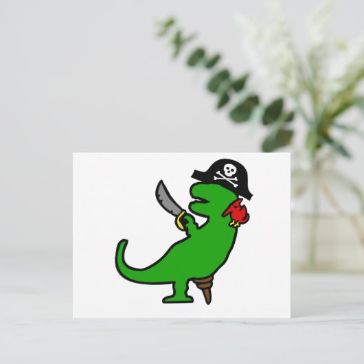 Pirate Dinosaur Postkarte (Stehend Vorderseite)
