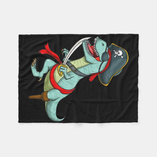 Pirate Dinosaur T Rex Fun Tyrannosaurus Halloween Fleecedecke (Vorderseite (Horizontal))