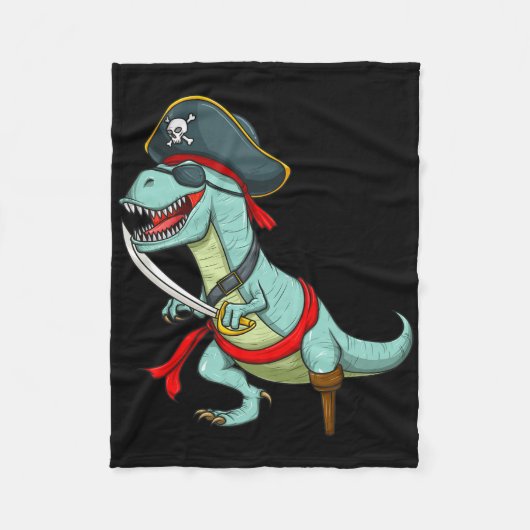 Pirate Dinosaur T Rex Fun Tyrannosaurus Halloween Fleecedecke (Vorderseite)