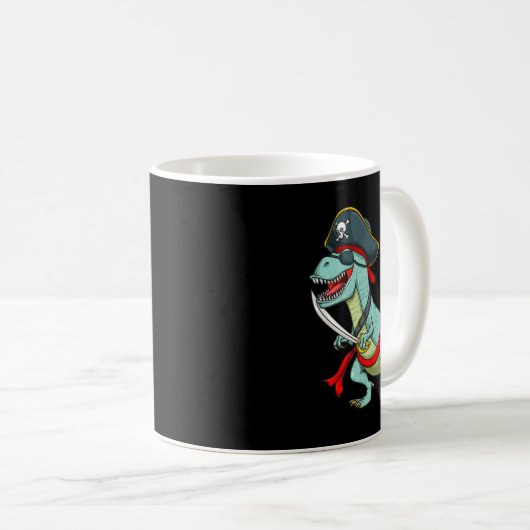 Pirate Dinosaur T Rex Fun Tyrannosaurus Halloween Kaffeetasse (VorderseiteRechts)