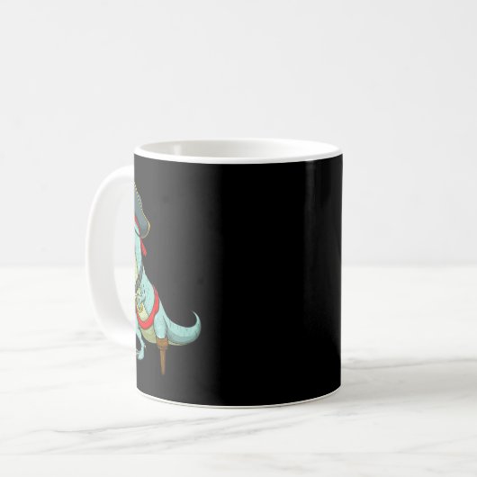 Pirate Dinosaur T Rex Fun Tyrannosaurus Halloween Kaffeetasse (Vorderseite Links)