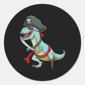 Pirate Dinosaur T Rex Fun Tyrannosaurus Halloween Runder Aufkleber (Vorderseite)