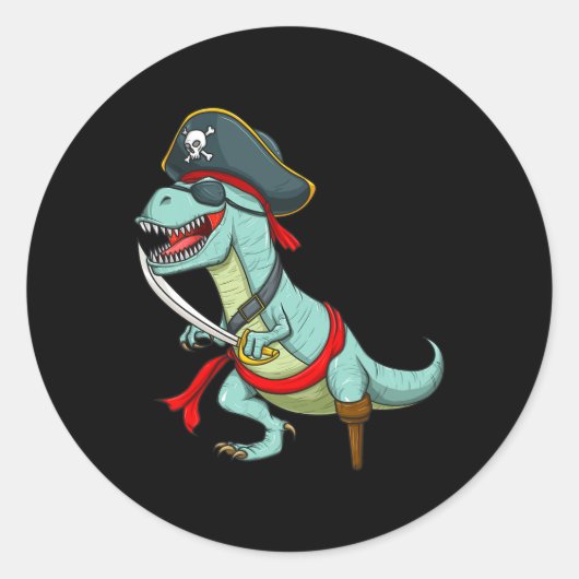 Pirate Dinosaur T Rex Fun Tyrannosaurus Halloween Runder Aufkleber (Vorderseite)