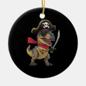 Pirate Dinosaur T-Rex Funny Halloween Kostüm Keramik Ornament (Vorne)