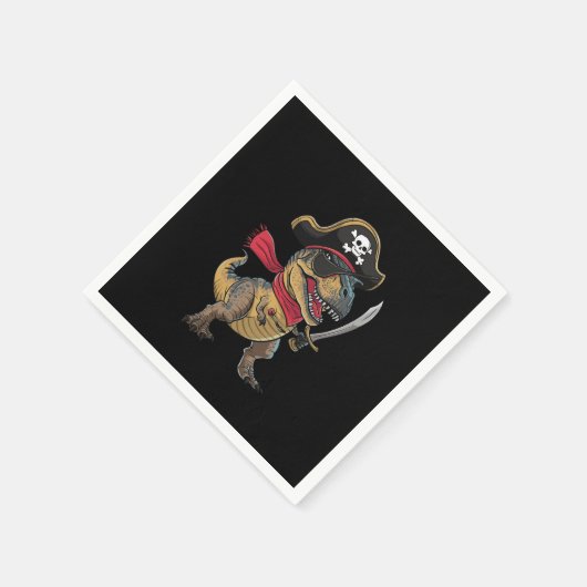 Pirate Dinosaur T-Rex Funny Halloween Kostüm Serviette (Ecke)