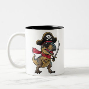 Pirate Dinosaur T-Rex Funny Halloween Kostüm Zweifarbige Tasse