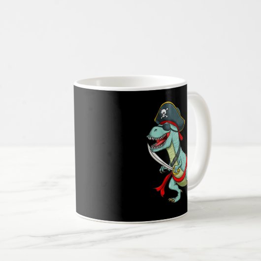 Pirate Dinosaur T Rex Funny Tyrannosaurus Hallowee Kaffeetasse (VorderseiteRechts)