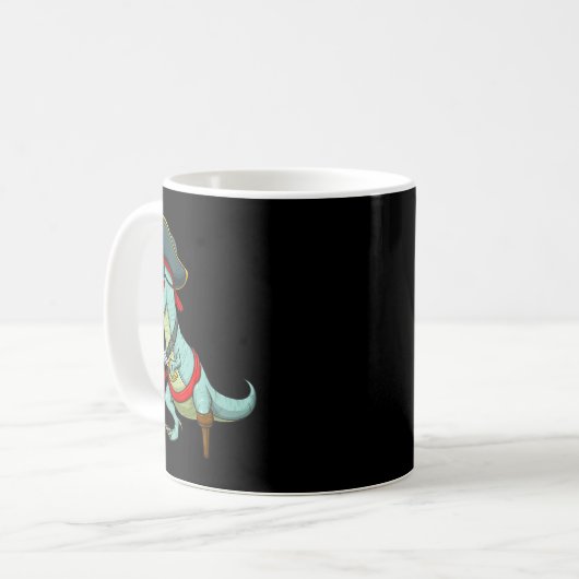 Pirate Dinosaur T Rex Funny Tyrannosaurus Hallowee Kaffeetasse (Vorderseite Links)
