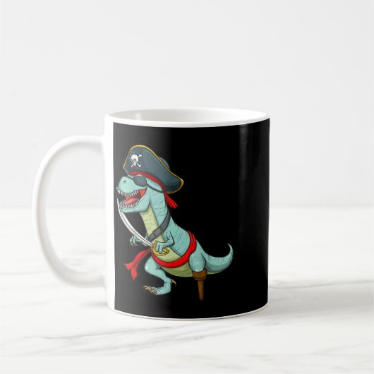 Pirate Dinosaur T Rex Funny Tyrannosaurus Hallowee Kaffeetasse (Links)
