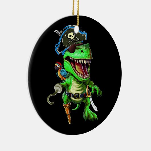 Pirate Dinosaur T Rex Funny Tyrannosaurus Hallowee Keramik Ornament (Rechts)