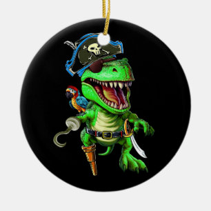 Pirate Dinosaur T Rex Funny Tyrannosaurus Hallowee Keramik Ornament