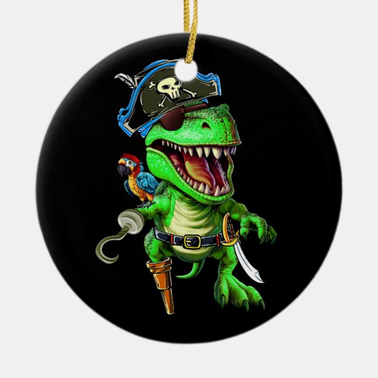 Pirate Dinosaur T Rex Funny Tyrannosaurus Hallowee Keramik Ornament (Vorne)