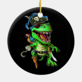 Pirate Dinosaur T Rex Funny Tyrannosaurus Hallowee Keramik Ornament (Hinten)