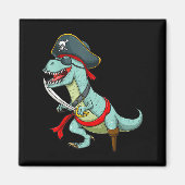 Pirate Dinosaur T Rex Funny Tyrannosaurus Hallowee Magnet (Vorne)