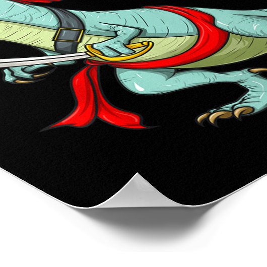 Pirate Dinosaur T Rex Funny Tyrannosaurus Hallowee Poster (Ecke)