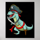 Pirate Dinosaur T Rex Funny Tyrannosaurus Hallowee Poster (Vorne)