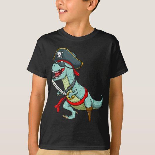 Pirate Dinosaur T Rex Funny Tyrannosaurus Hallowee T-Shirt (Vorderseite)