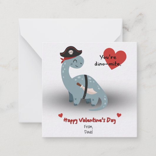Pirate Dinosaur Valentinstag Karten (Vorderseite)