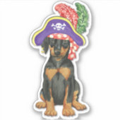 Pirate Doberman Pinscher Vinyl Sticker (Vorderseite)