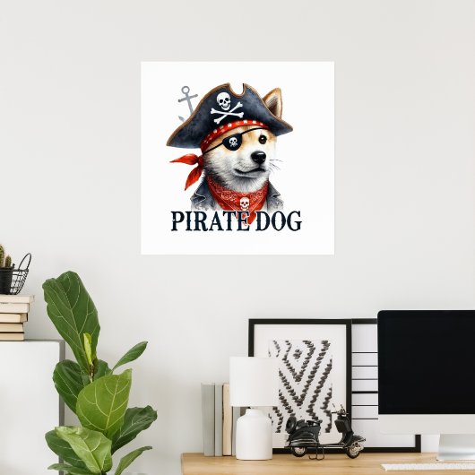 Pirate Dog - Digital Watercolor Poster (Heimbüro)