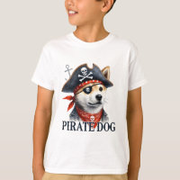 Pirate Dog - Digital Watercolor T - Shirt