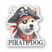 Pirate Dog - Digitale Wasserfarbe Aufkleber (Vorderseite)