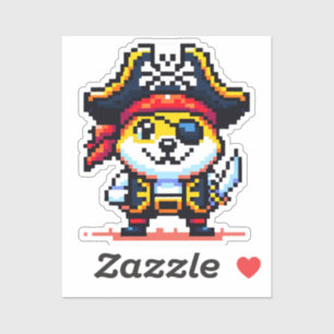 Pirate Dog - Funny Pixel Art Adventure Design Aufkleber
