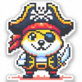 Pirate Dog - Funny Pixel Art Adventure Design Aufkleber (Vorderseite)