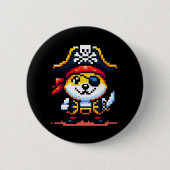 Pirate Dog - Funny Pixel Art Adventure Design Button (Vorderseite)