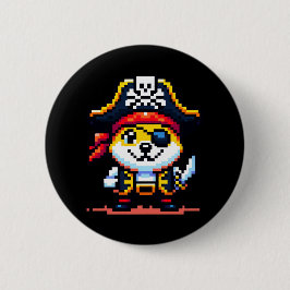 Pirate Dog - Funny Pixel Art Adventure Design Button