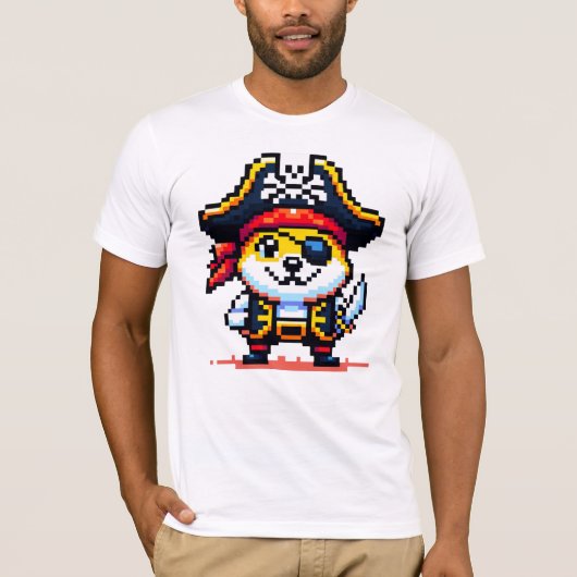 Pirate Dog - Funny Pixel Art Adventure Design T-Shirt (Vorderseite)