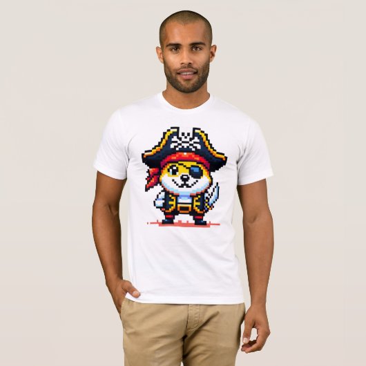 Pirate Dog - Funny Pixel Art Adventure Design T-Shirt (Vorne ganz)